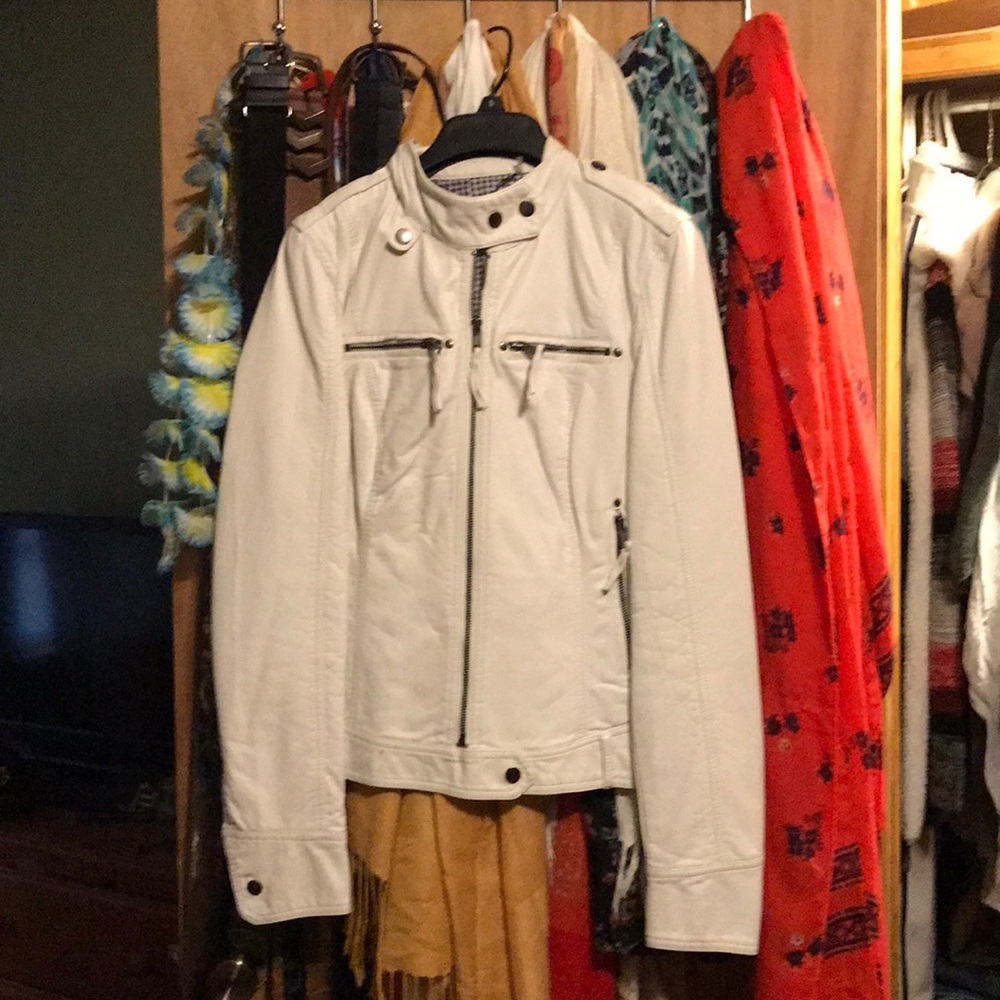 Black River White leather jacket